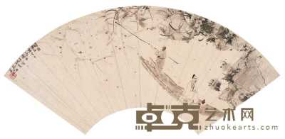 傅抱石 壬寅（1962）年作 秋风吹下红雨来 扇面 19×52cm